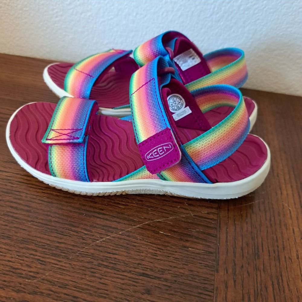 Keen Verano Kids Rainbow Glitter Sandals Fuchsia‎ Pink Hook Loop Size 12 1027332